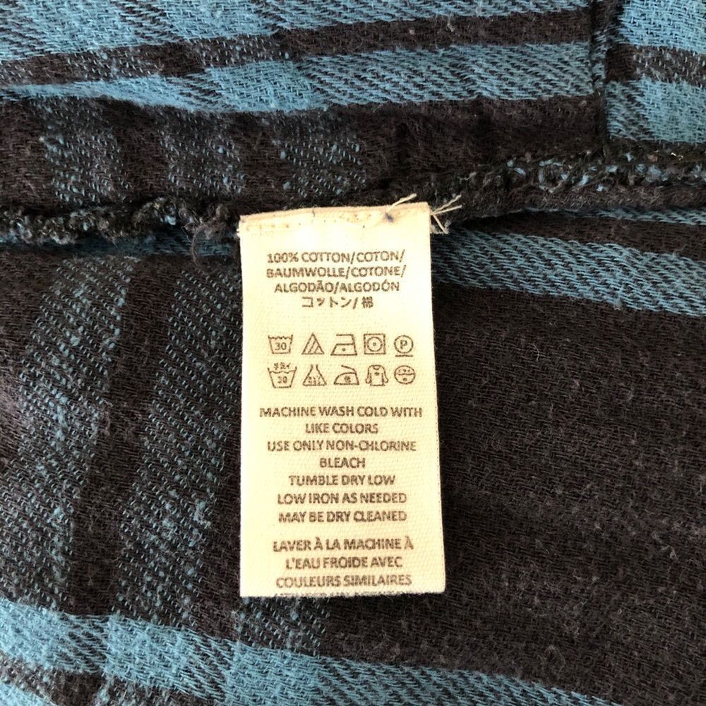 Free People Navy Plaid Flannel Button Down Long Sleeve Shirt Top size XS - Picture 10 of 13